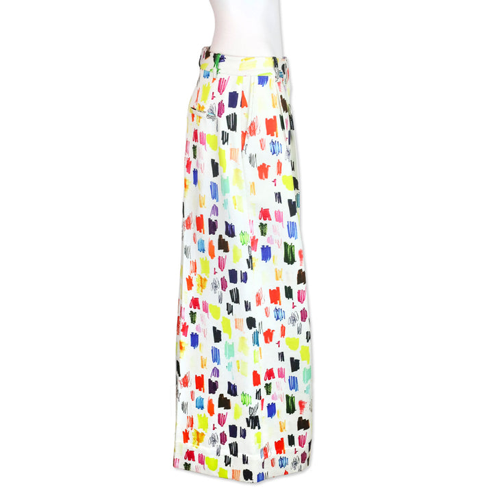 Christopher John Rogers Marker Test Pleated Printed Cotton-twill Wide-leg Pants