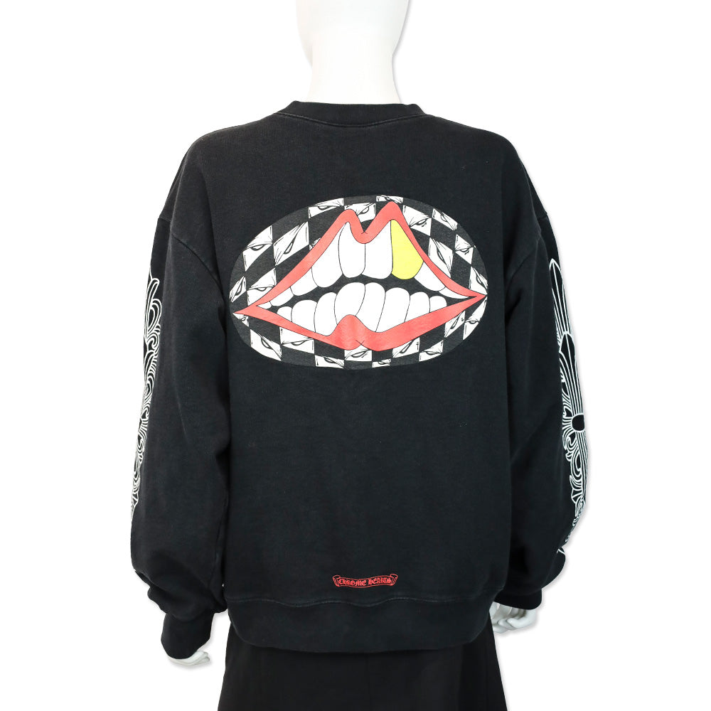 Chrome Hearts x Matty Boy "Flower Chomper" Black Crewneck Sweatshirt