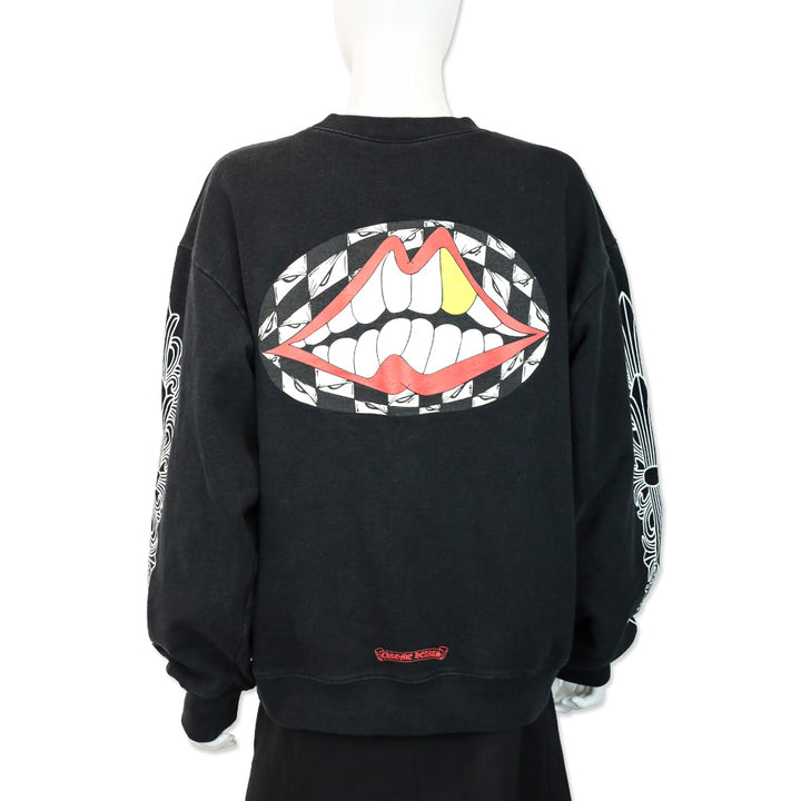 Chrome Hearts x Matty Boy "Flower Chomper" Black Crewneck Sweatshirt