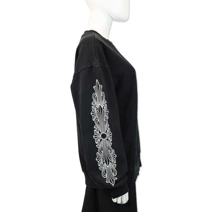 Chrome Hearts x Matty Boy "Flower Chomper" Black Crewneck Sweatshirt