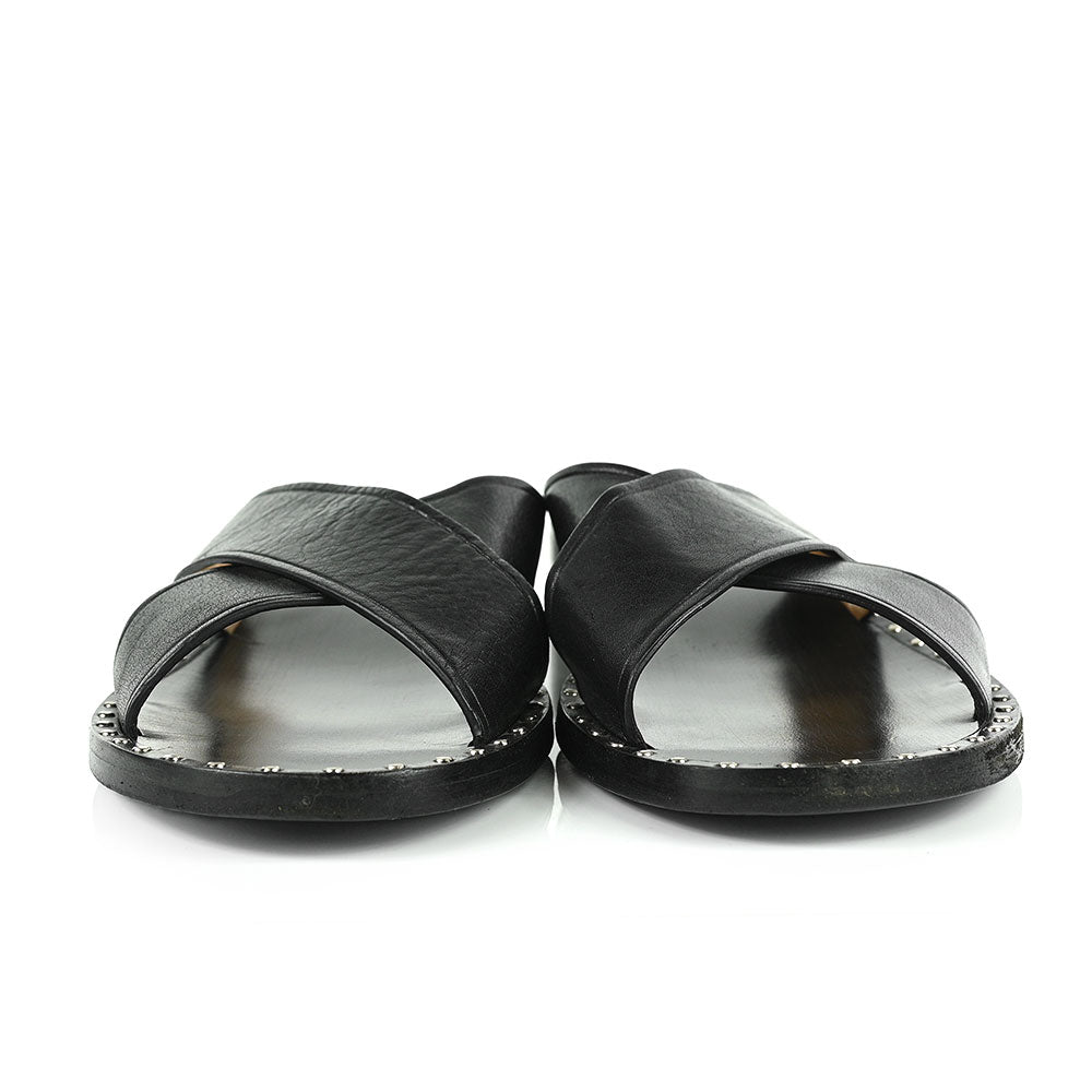 Church's Regan Monteria Black Leather Crossover Slide Sandals