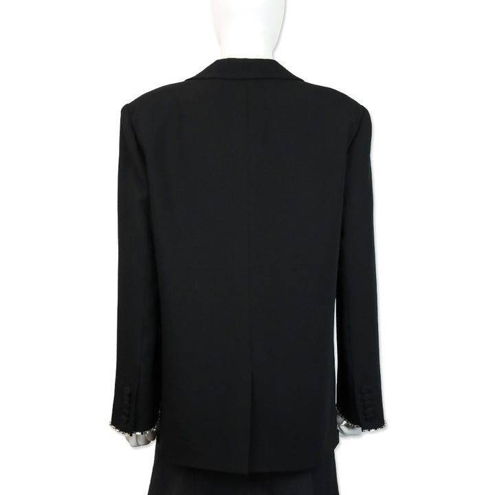 Cinq à Sept Jamila Black Feather Rhinestone Embellished Blazer