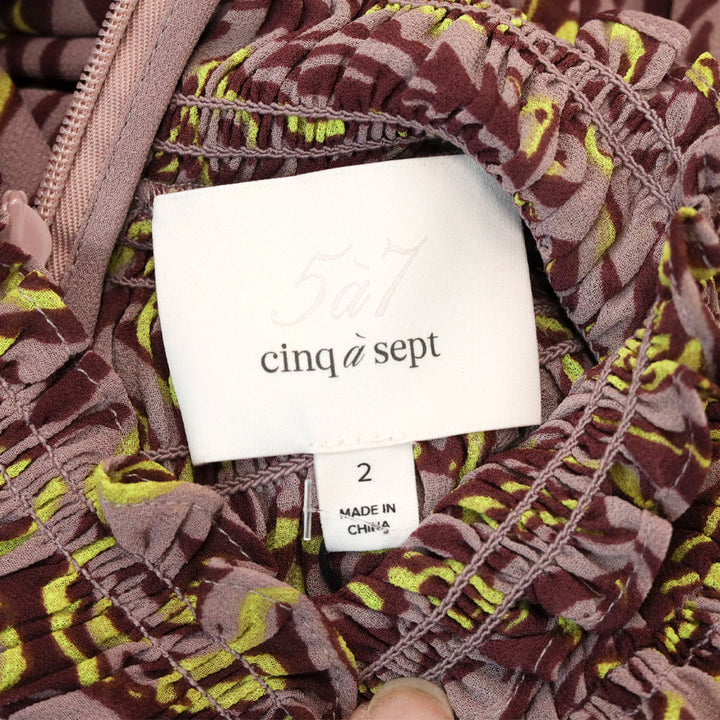 Cinq à Sept Amari Desert Rose Multicolor Print Chiffon Long Sleeve Midi Dress