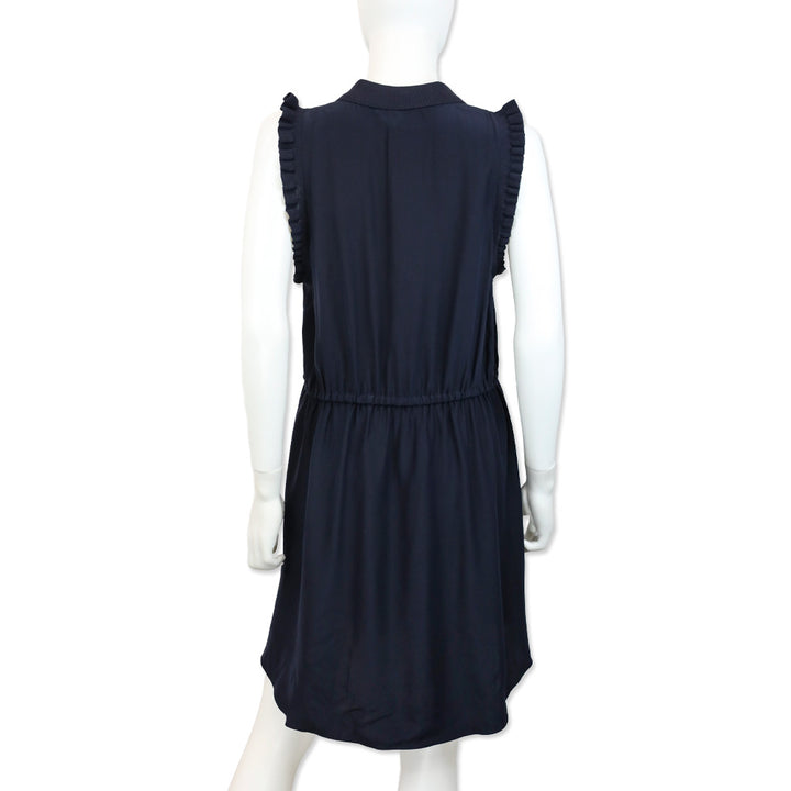 Cinq à Sept Navy Leonor Silk Sleeveless Drawstring-Waist Mini Dress