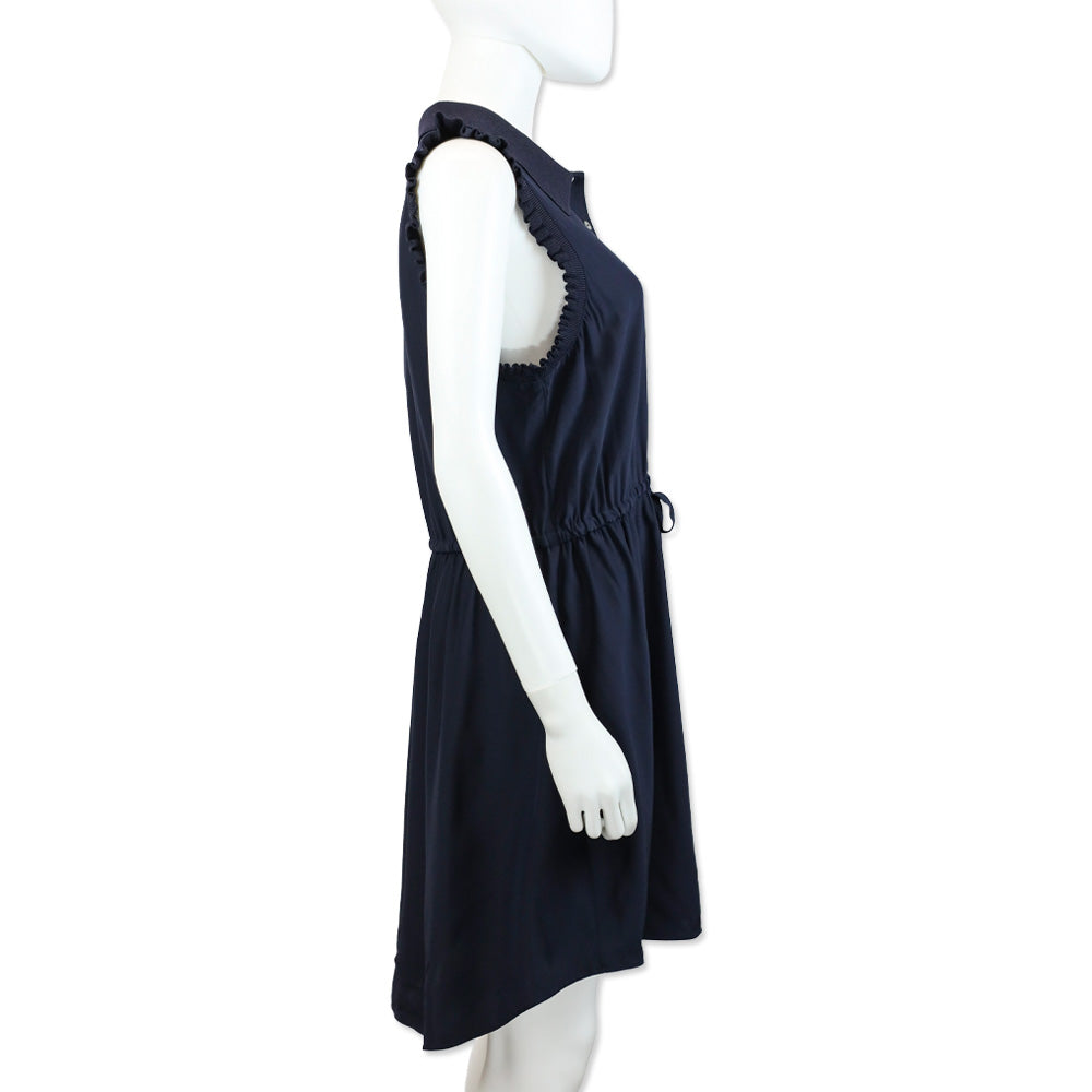 Cinq à Sept Navy Leonor Silk Sleeveless Drawstring-Waist Mini Dress