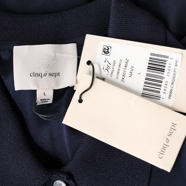 Cinq à Sept Navy Leonor Silk Sleeveless Drawstring-Waist Mini Dress