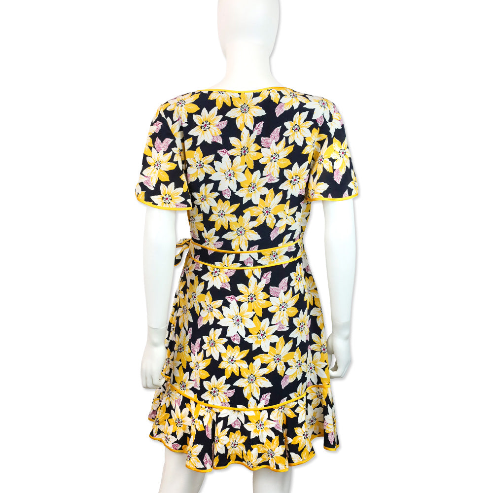 Cinq à Sept Navy Multi Floral Silk Cameron Wrap Dress