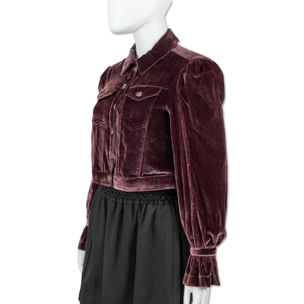 Cinq à Sept Pink Velvet Cropped Dillon Jacket