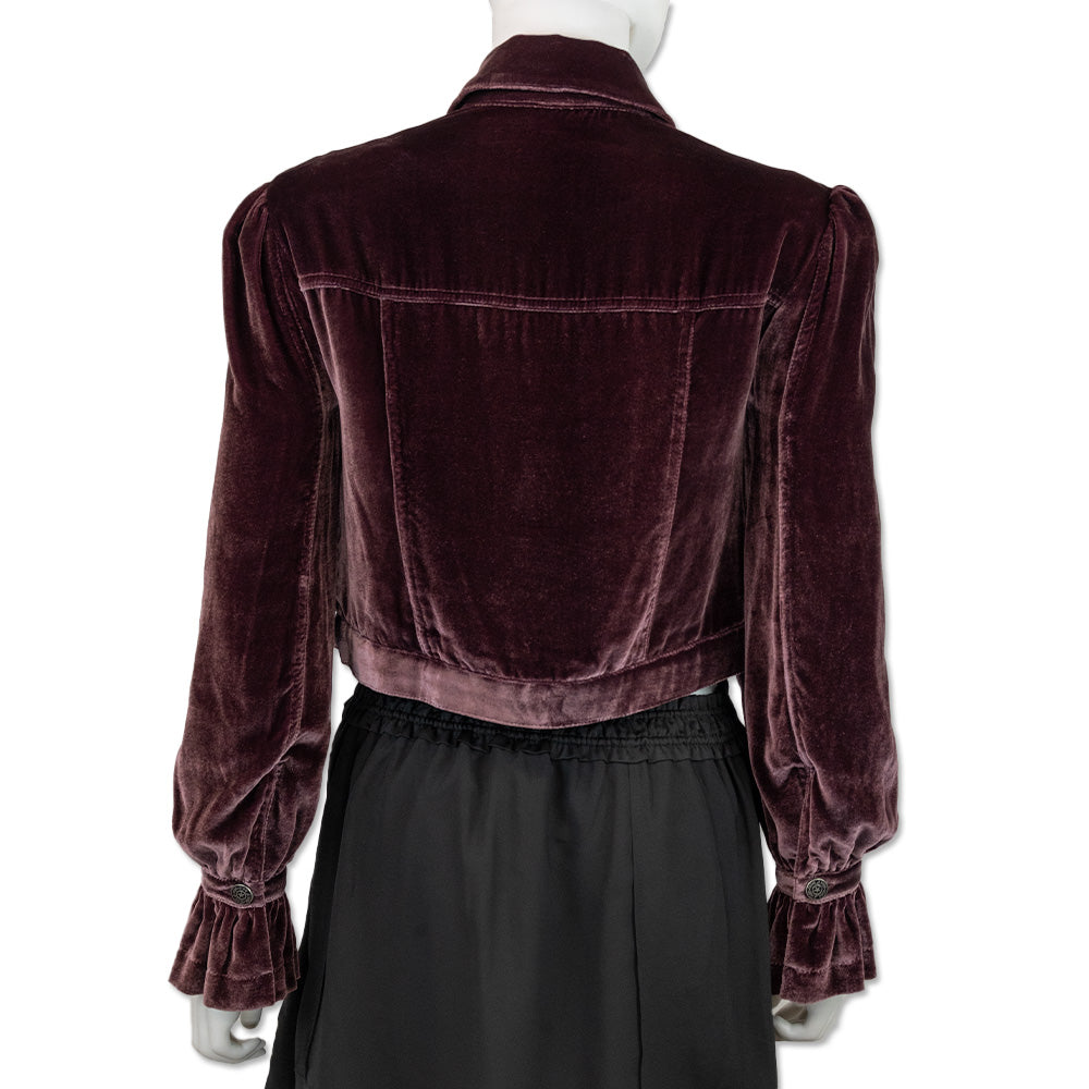 Cinq à Sept Pink Velvet Cropped Dillon Jacket