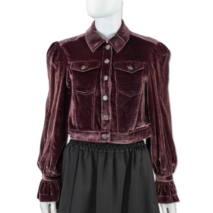 Cinq à Sept Pink Velvet Cropped Dillon Jacket