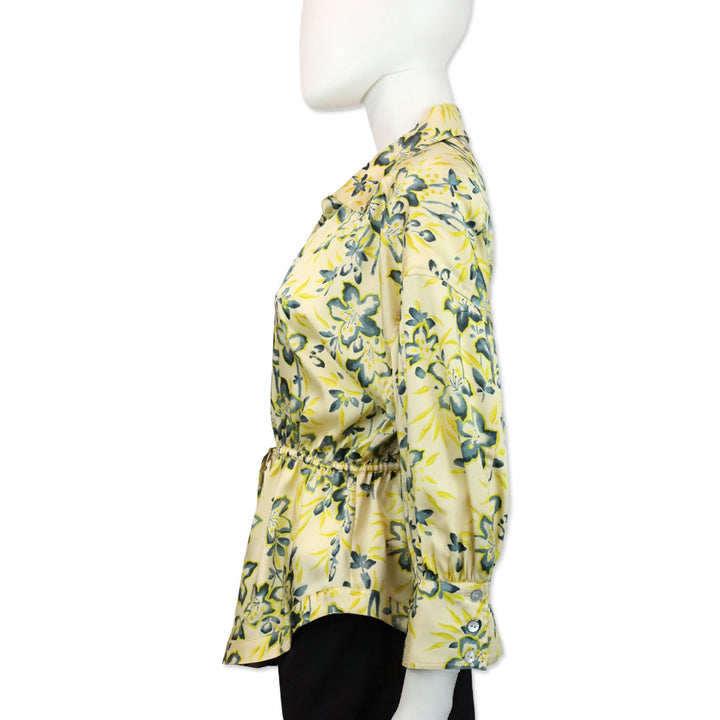 Cinq à Sept Raelynn Yellow Floral Print Drawstring Blouse