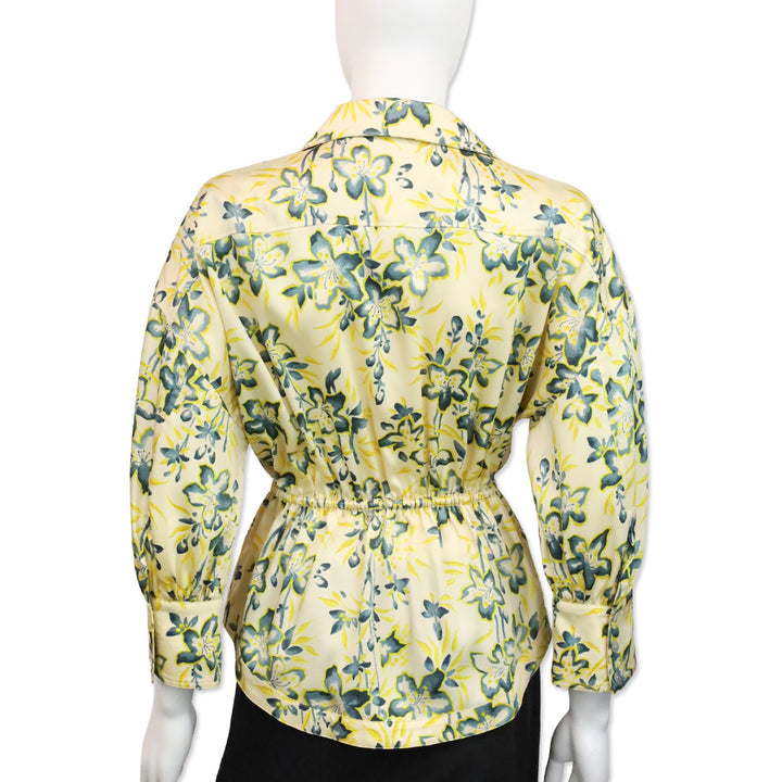 Cinq à Sept Raelynn Yellow Floral Print Drawstring Blouse