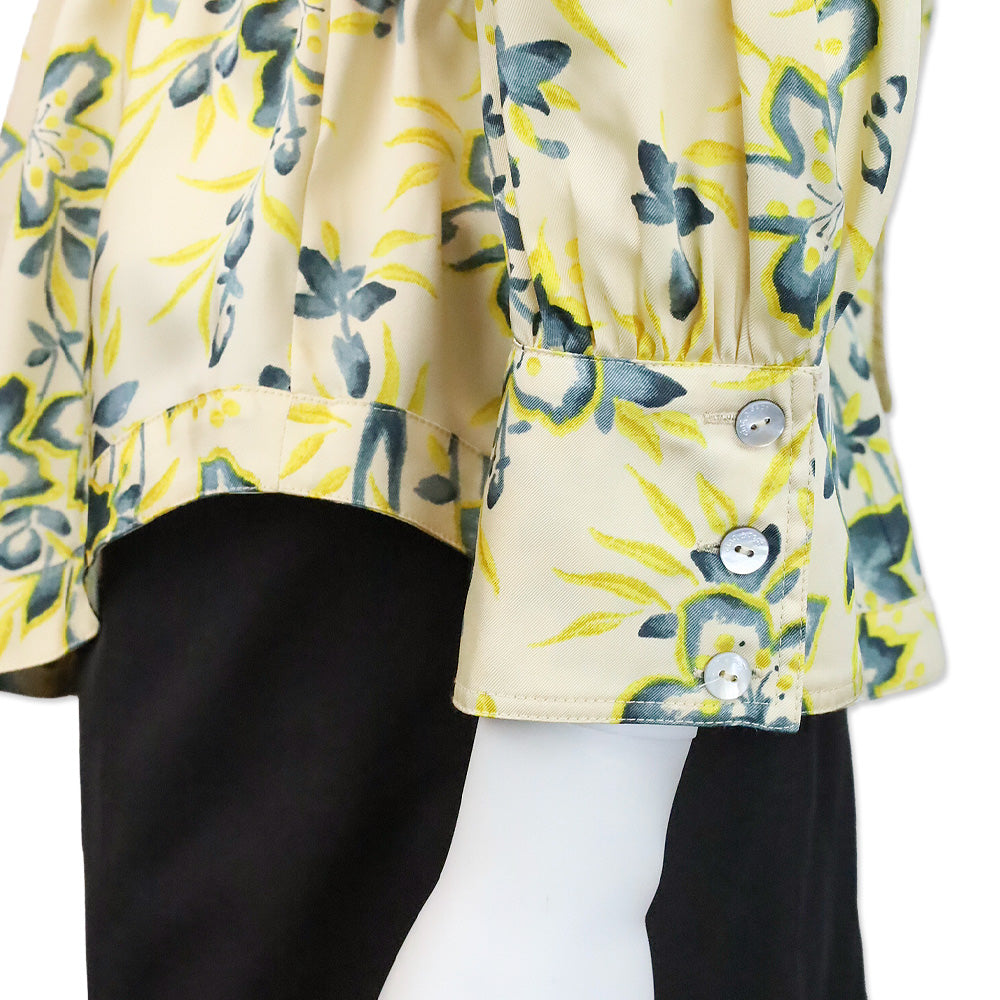 Cinq à Sept Raelynn Yellow Floral Print Drawstring Blouse