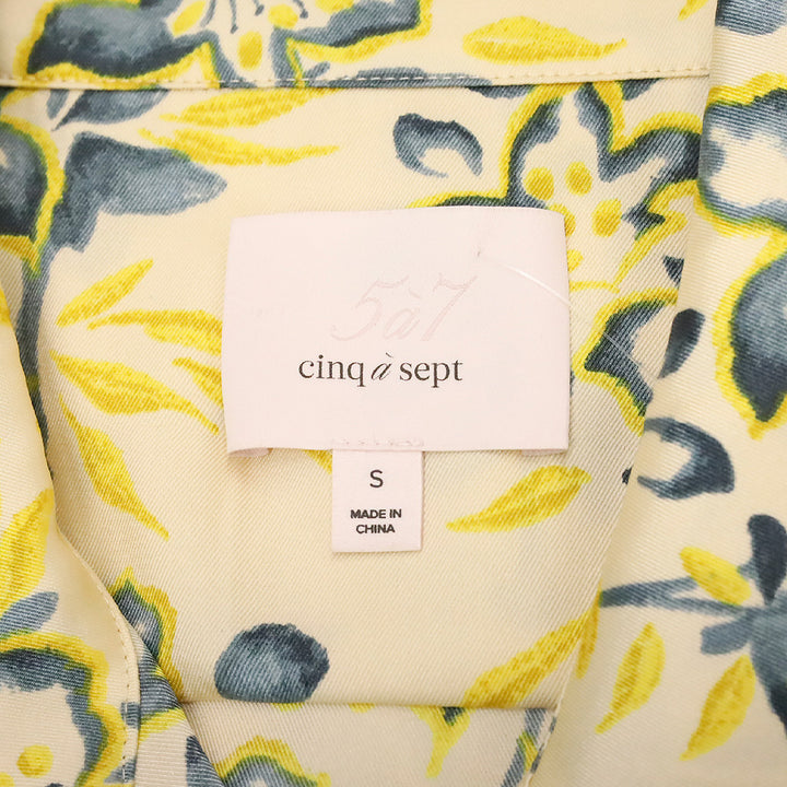Cinq à Sept Raelynn Yellow Floral Print Drawstring Blouse
