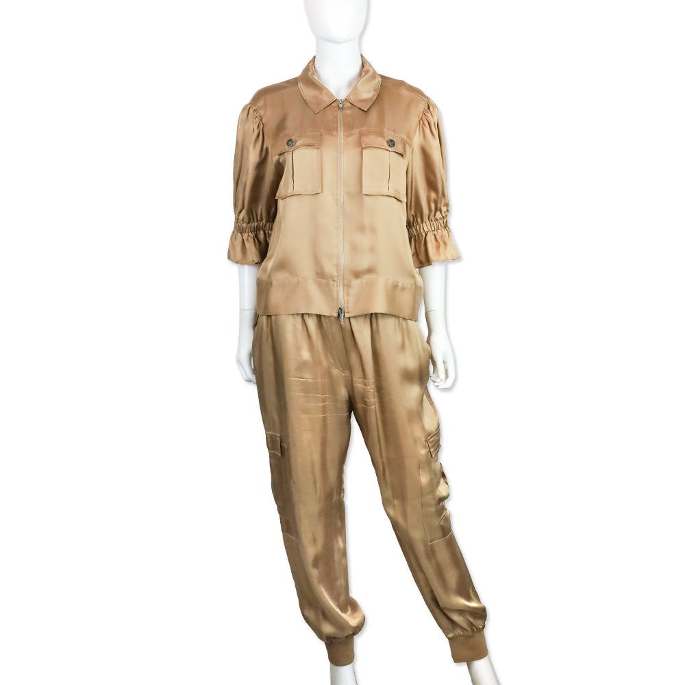 Cinq à Sept Tan Giles Cupro Cargo Pants