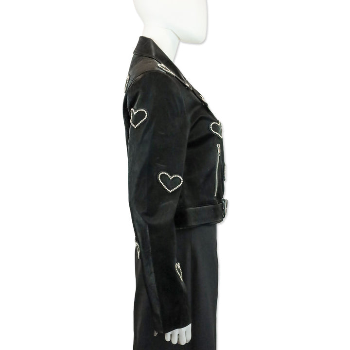 Cinq à Sept Zoe Faux Leather Rhinestone Heart Jacket