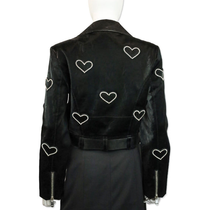 Cinq à Sept Zoe Faux Leather Rhinestone Heart Jacket