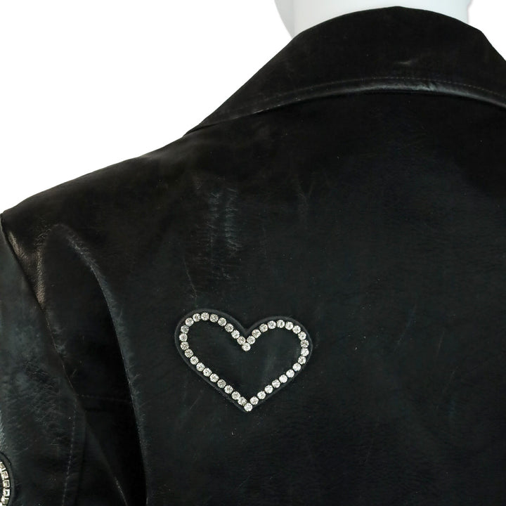 Cinq à Sept Zoe Faux Leather Rhinestone Heart Jacket