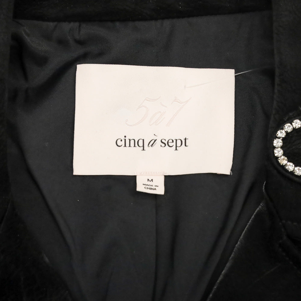 Cinq à Sept Zoe Faux Leather Rhinestone Heart Jacket