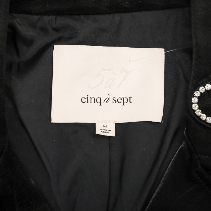 Cinq à Sept Zoe Faux Leather Rhinestone Heart Jacket