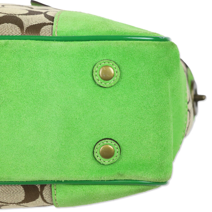 Coach 1442 Y2K Green Signature Series Shoulder Tote Bag