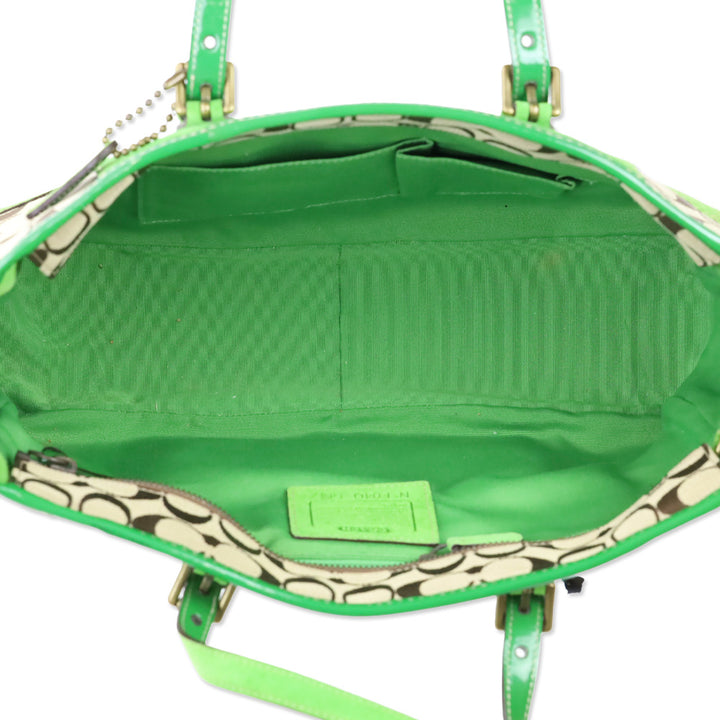 Coach 1442 Y2K Green Signature Series Shoulder Tote Bag