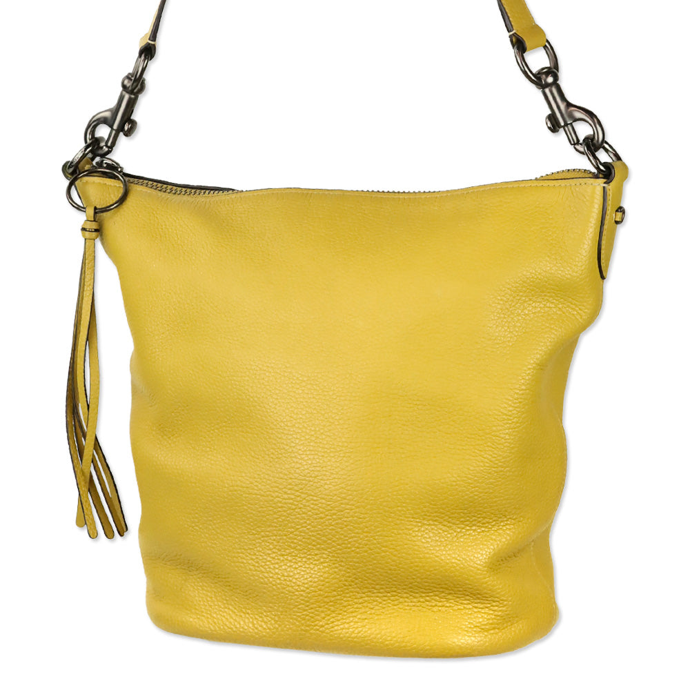 Coach 29257 Mustard Yellow Leather Large Duffle Hobo Bag