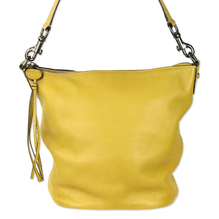 Coach 29257 Mustard Yellow Leather Large Duffle Hobo Bag