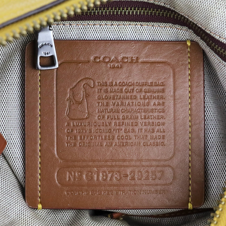 Coach 29257 Mustard Yellow Leather Large Duffle Hobo Bag