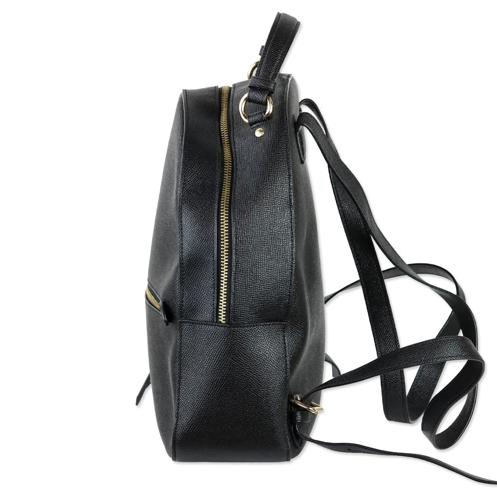 coach black jordyn backpack Leather in Signature perforated leather and smooth leather Inside zip pocket Zip closure fabric lining Top handle with 2 drop Outside zip pocket Adjustable shoulder straps 10 1/2 (L) x 12 1/4 (H) x 3 3/4 (W) Style No Coach Jordyn Backpack Black and