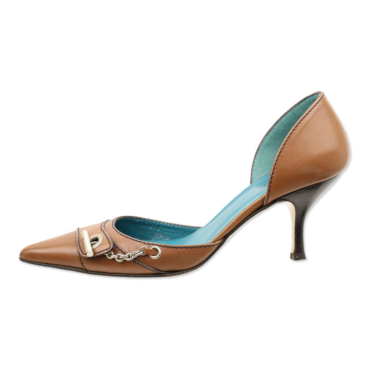 Coach Alexia Saddle Calf Leather Toggle Accent D'Orsay Pump