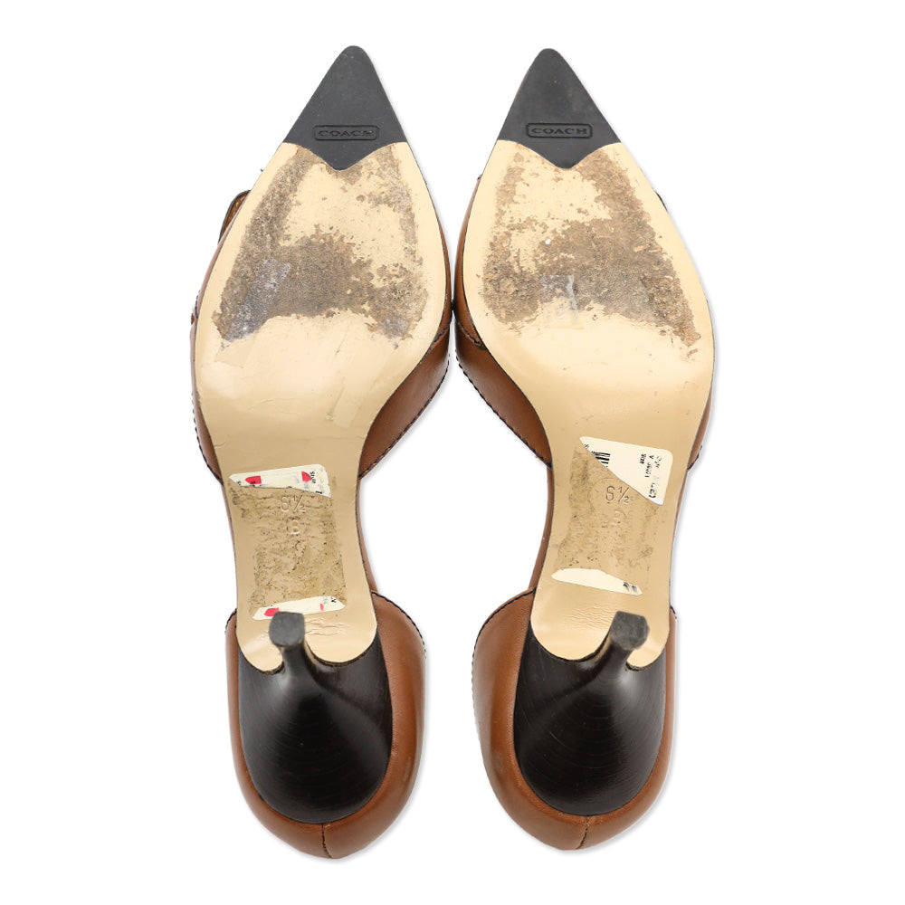 Coach Alexia Saddle Calf Leather Toggle Accent D'Orsay Pump