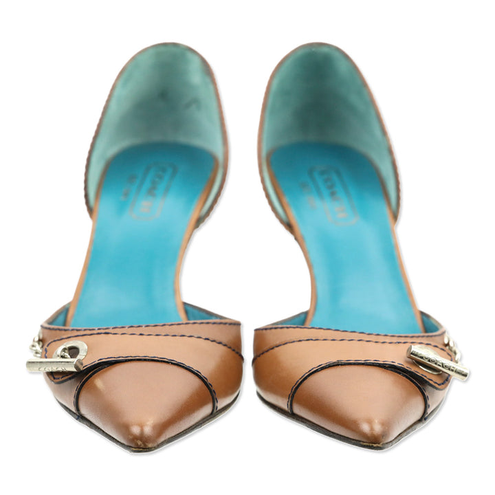 Coach Alexia Saddle Calf Leather Toggle Accent D'Orsay Pump