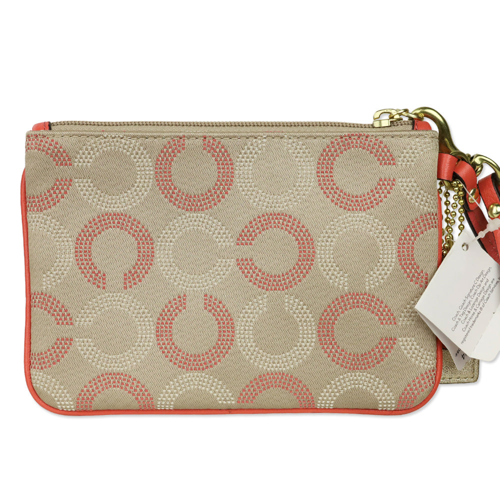 Coach Ashley Dot OP Art Khaki/Tearose Small Wristlet