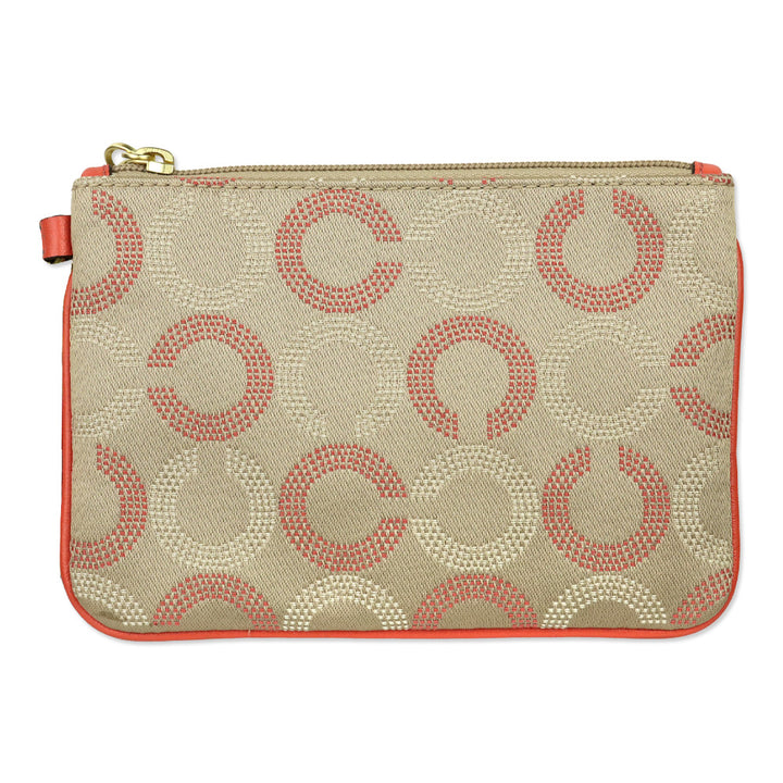 Coach Ashley Dot OP Art Khaki/Tearose Small Wristlet