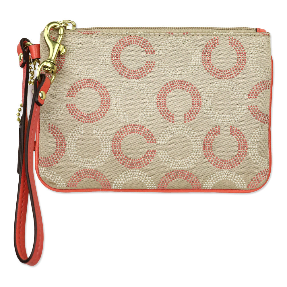 Coach Ashley Dot OP Art Khaki/Tearose Small Wristlet