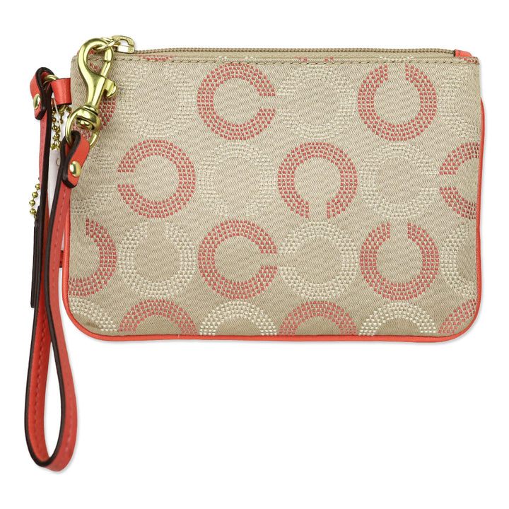 Coach Ashley Dot OP Art Khaki/Tearose Small Wristlet