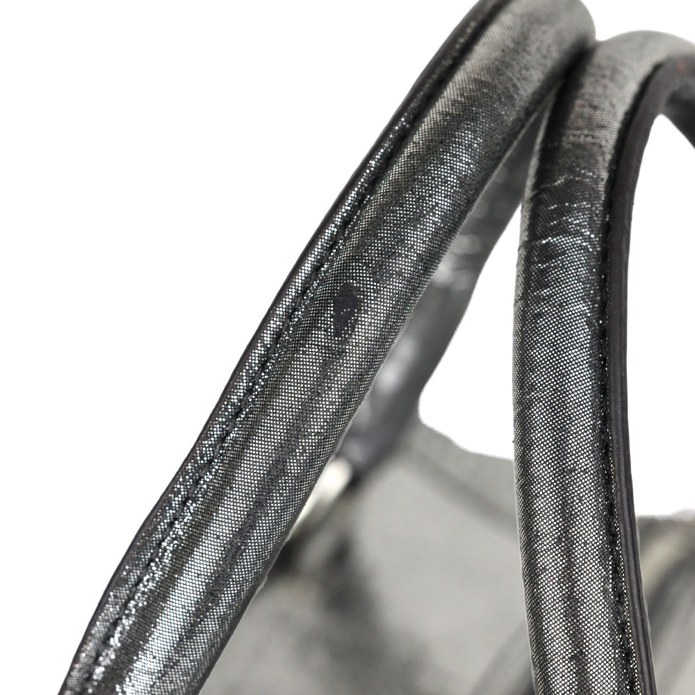 Coach Ashley Metallic Silver Perforated Leather Satchel Handbag
