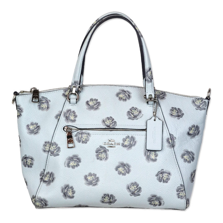 Coach Baby Blue Rose Print Leather Taylor Tote
