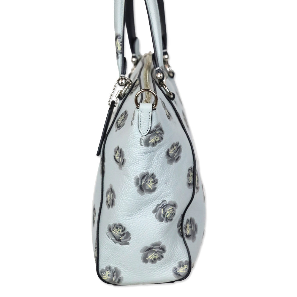 Coach Baby Blue Rose Print Leather Taylor Tote
