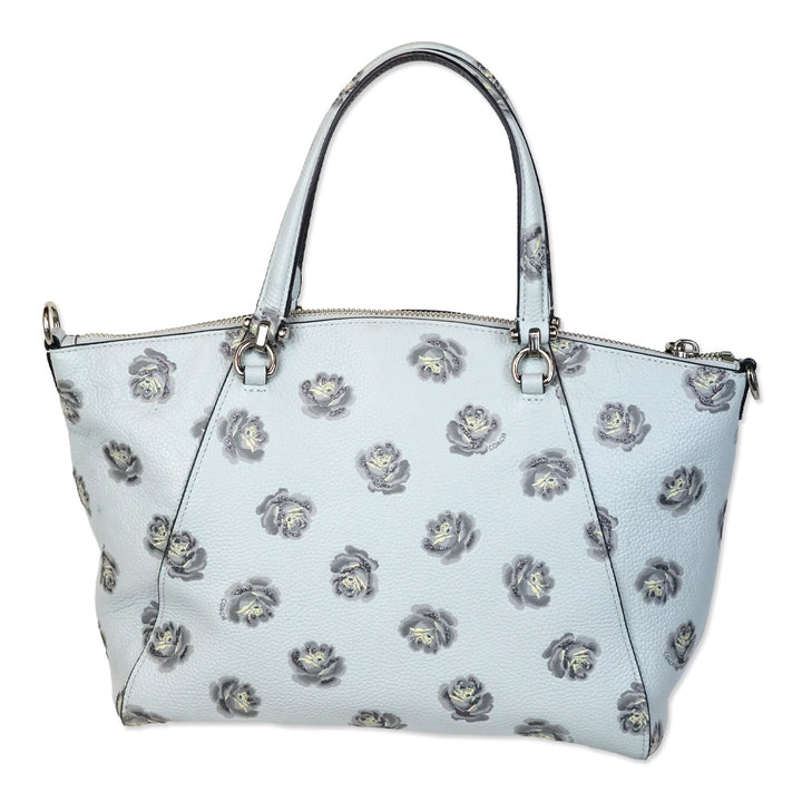Coach Baby Blue Rose Print Leather Taylor Tote