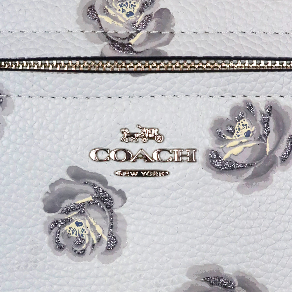 Coach Baby Blue Rose Print Leather Taylor Tote