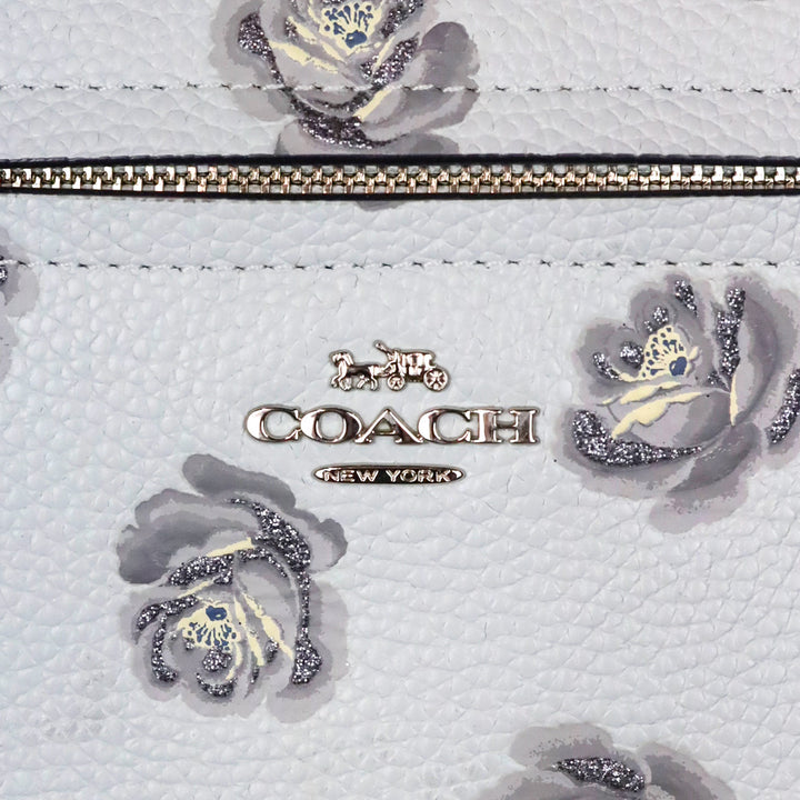 Coach Baby Blue Rose Print Leather Taylor Tote