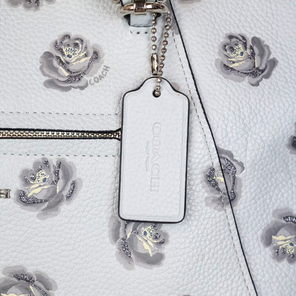 Coach Baby Blue Rose Print Leather Taylor Tote