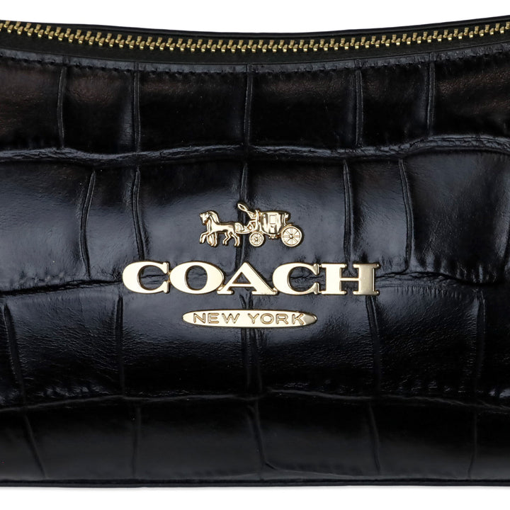 Coach Black Croc Embossed Leather Charlotte Shoulder Bag