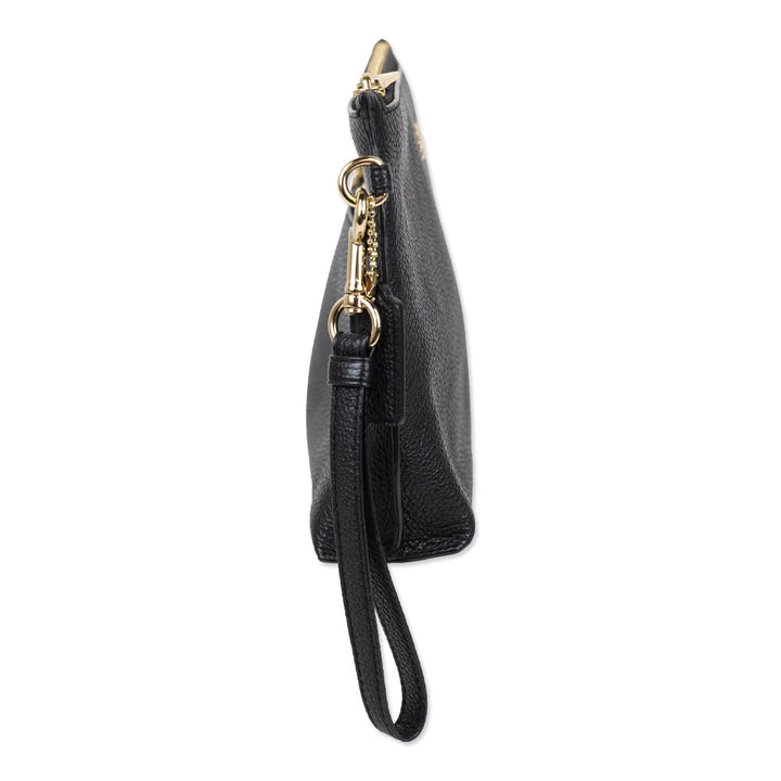 Coach Black Pebble Leather Wristlet