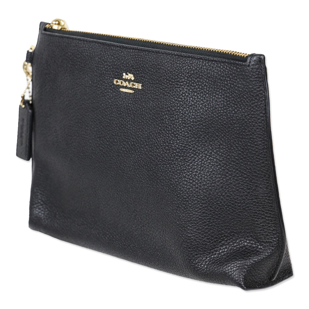 Coach Black Pebble Leather Wristlet