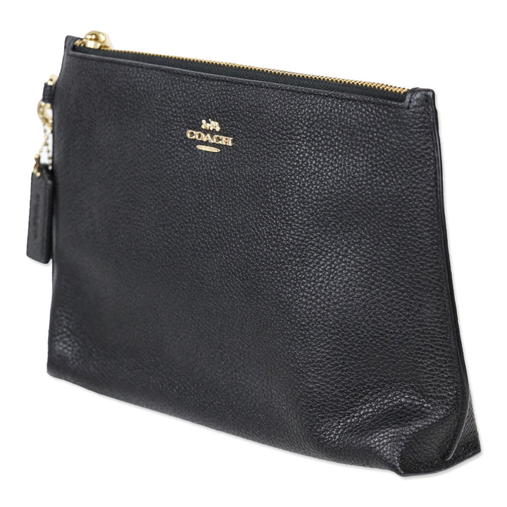Coach Black Pebble Leather Wristlet