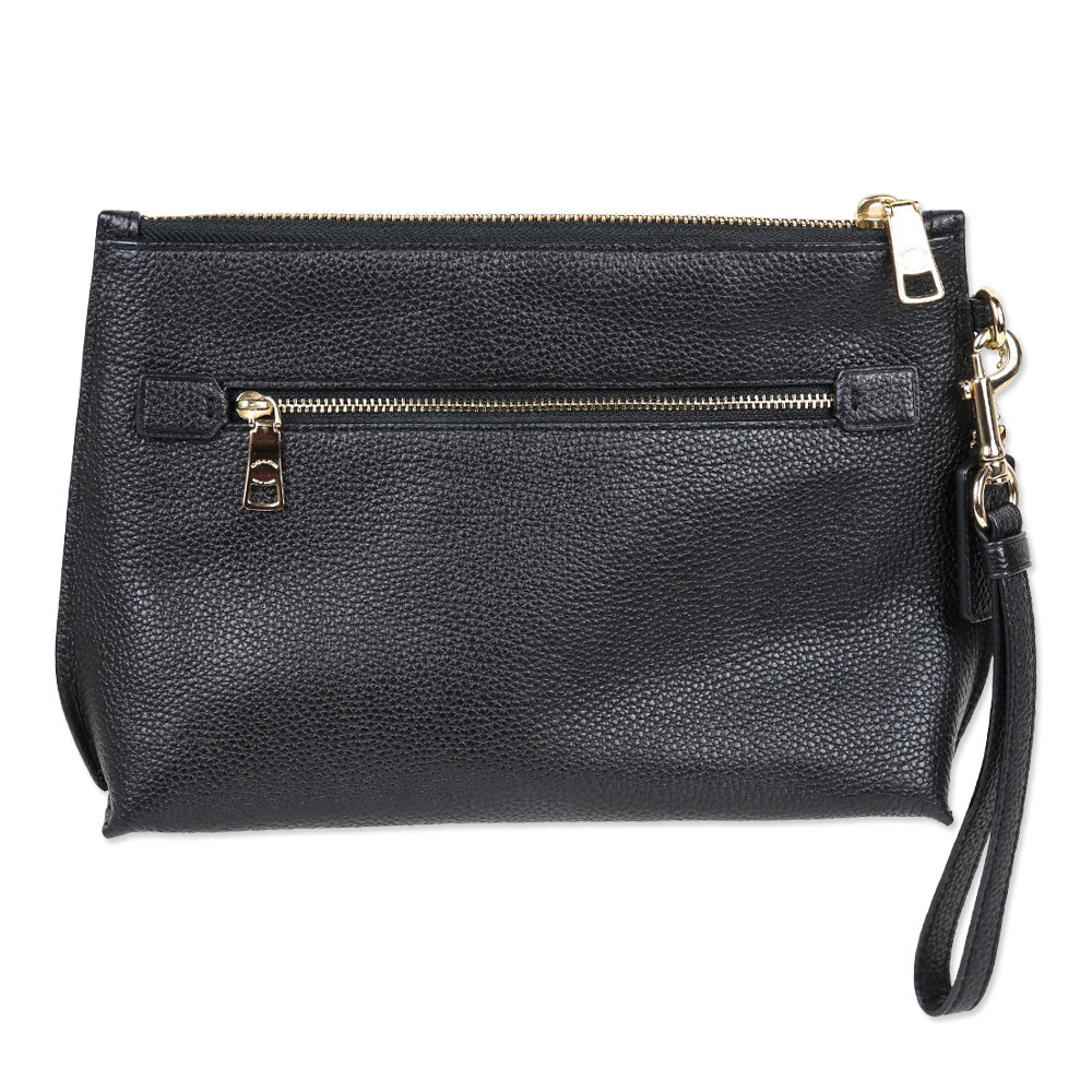Coach Black Pebble Leather Wristlet