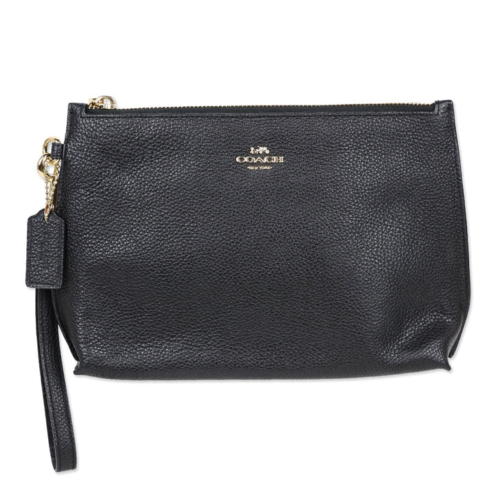 Coach Black Pebble Leather Wristlet